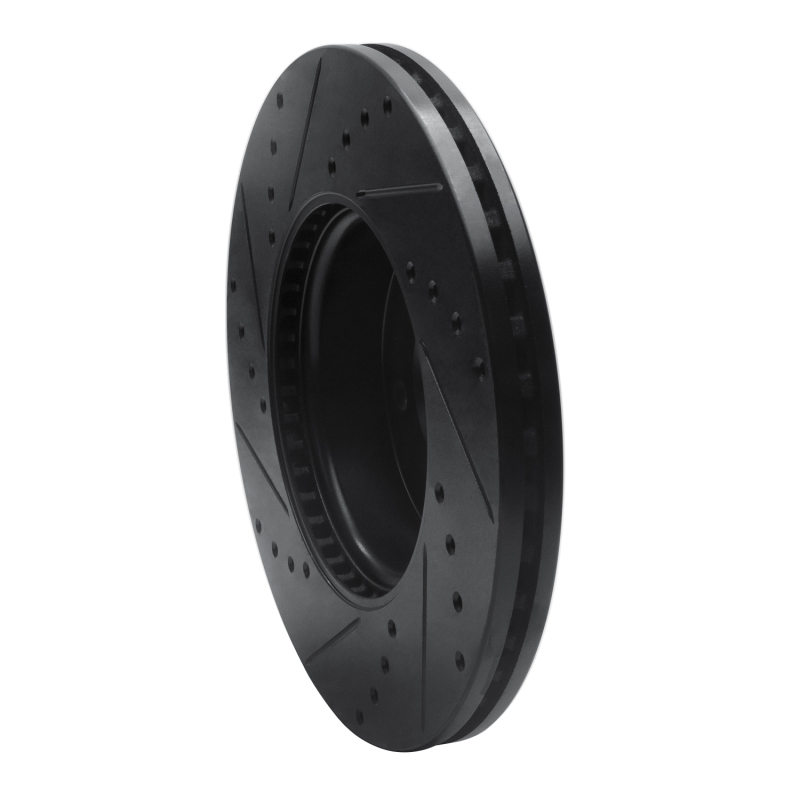 Cadillac CT4 Brake Rotor (1) - Front Right - R1 Concepts - Drilled & Slotted - Black - `13-`25